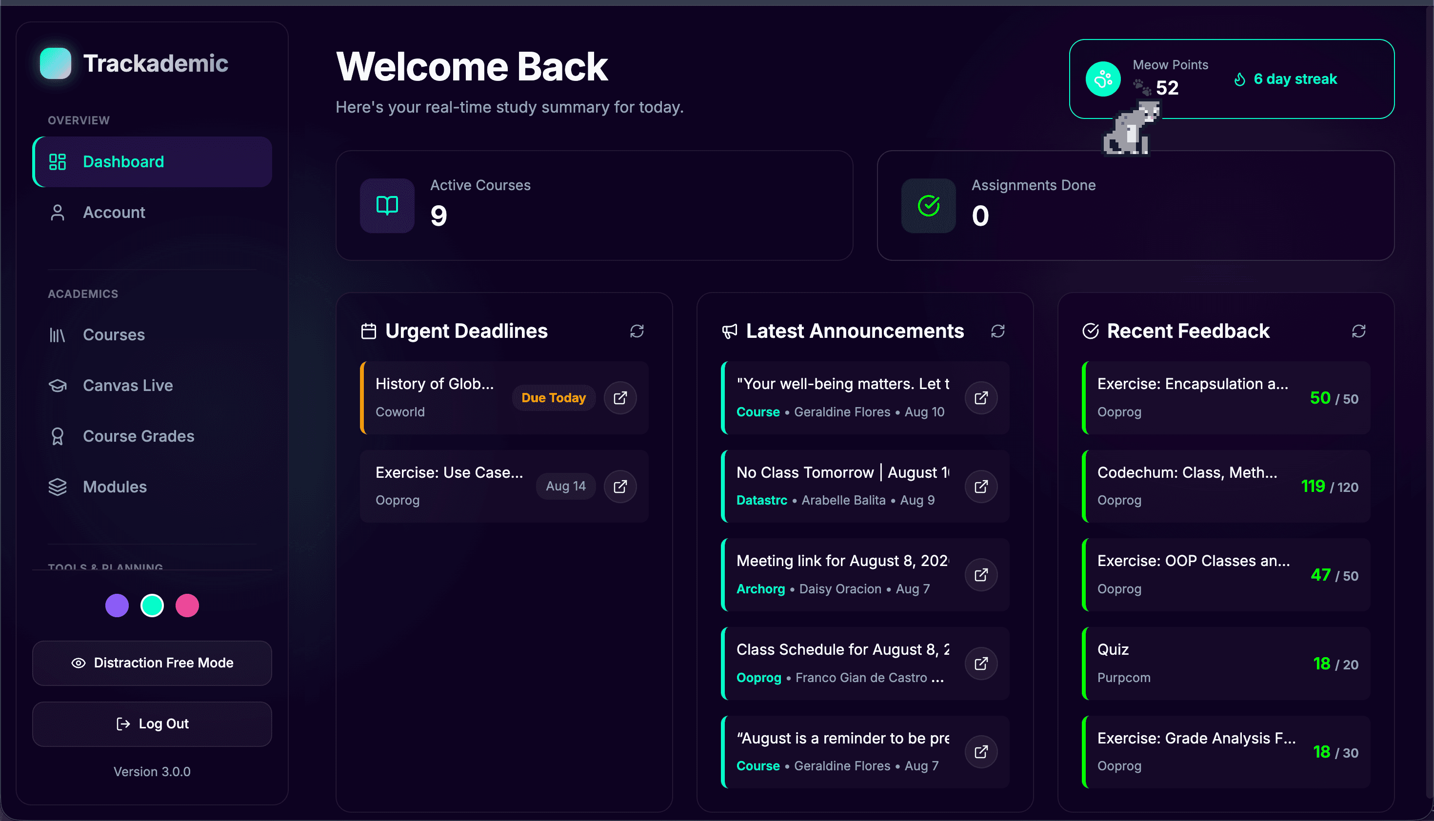 Trackademic preview
